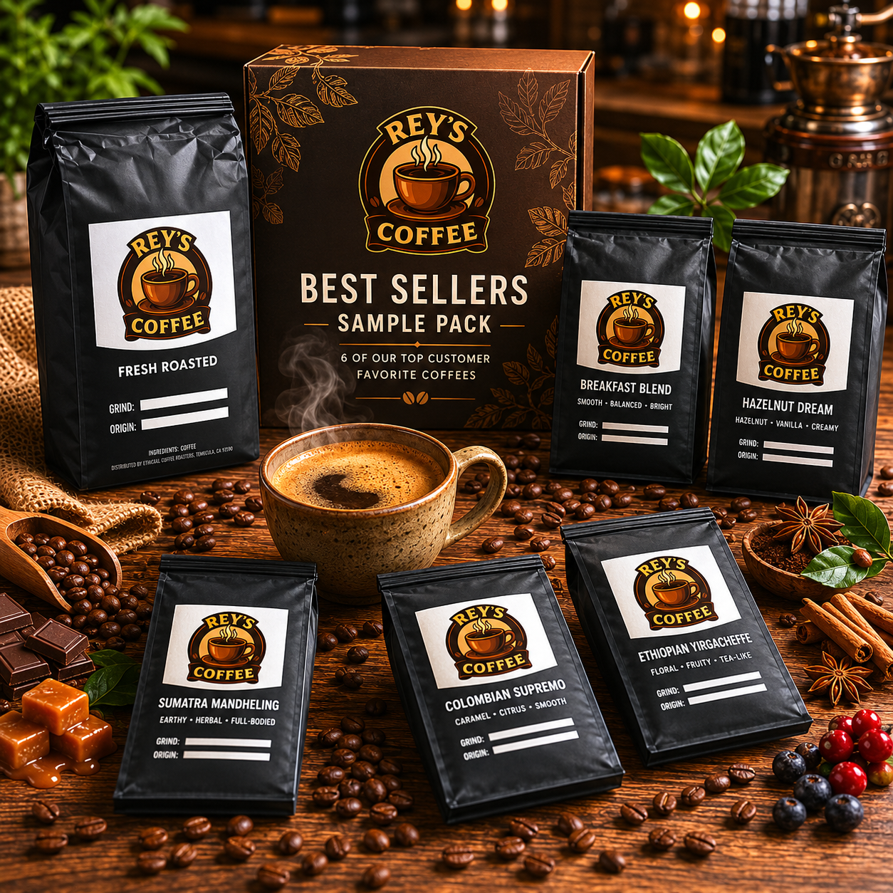 Best Sellers Sample Pack - Top 6 Rey’s Coffees